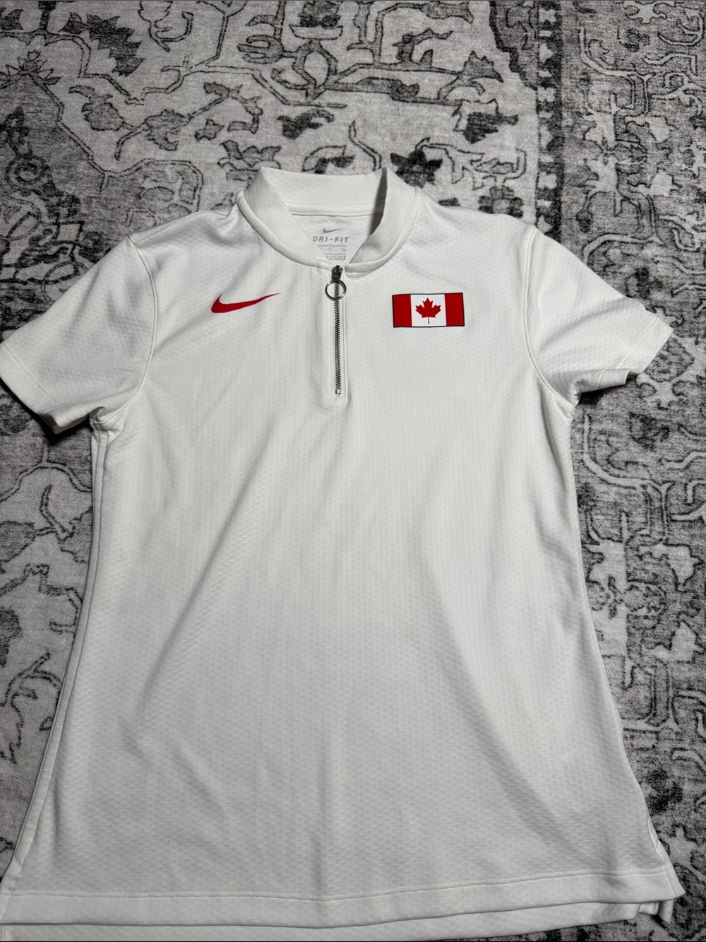 Nike Women’s White Short Sleeve Dri-FIT Canada Polo with Red Accents